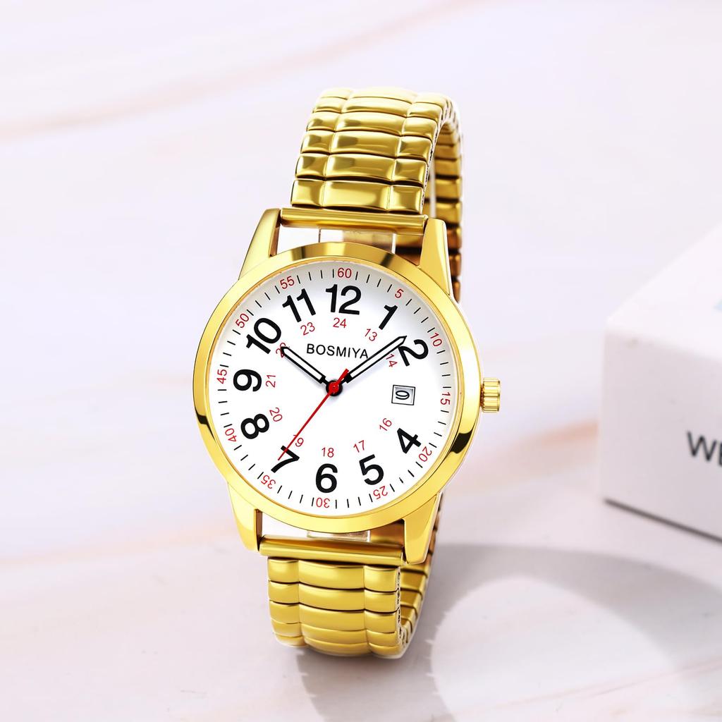 Мужские круглые часы с эластичным ремешком, водостойкие, с арабскими цифрами, аналоговый дисплей из нержавеющей стали, функция календаря, кварцевый механизм, стильные