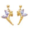 [E2139] - Gold Plated 'Tinker Bell' Lavender Gold Earrings - 19 Mm