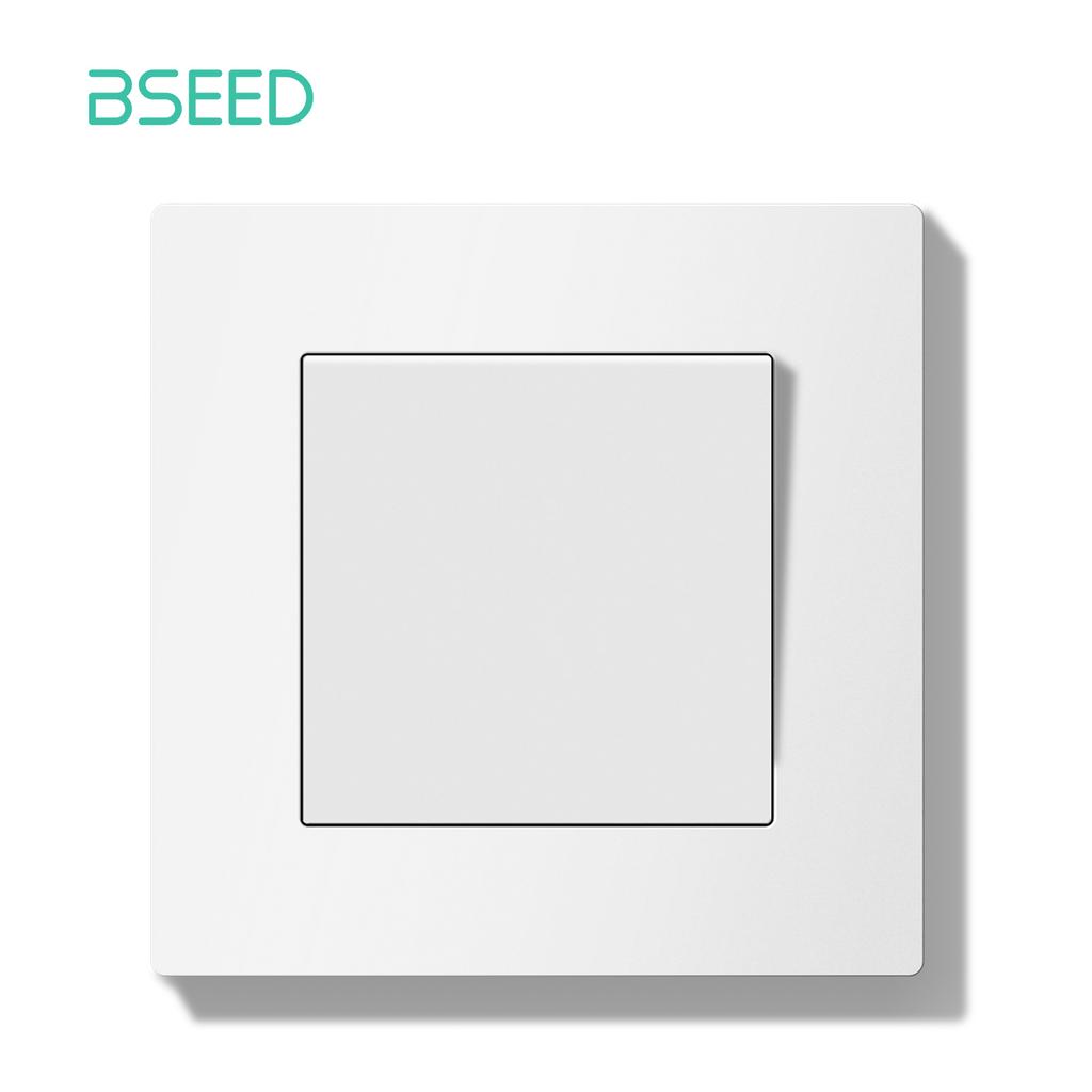 BSEED Выключатель света с LED Белая пластиковая рамка Настенный переключатель с индикаторной лампой Серия E Стандарт ЕС 1/2-полюсный/Сброс