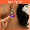 Colored Pattern Fashion Water Droplet Shaped Women Acrylic Earrings Daily For