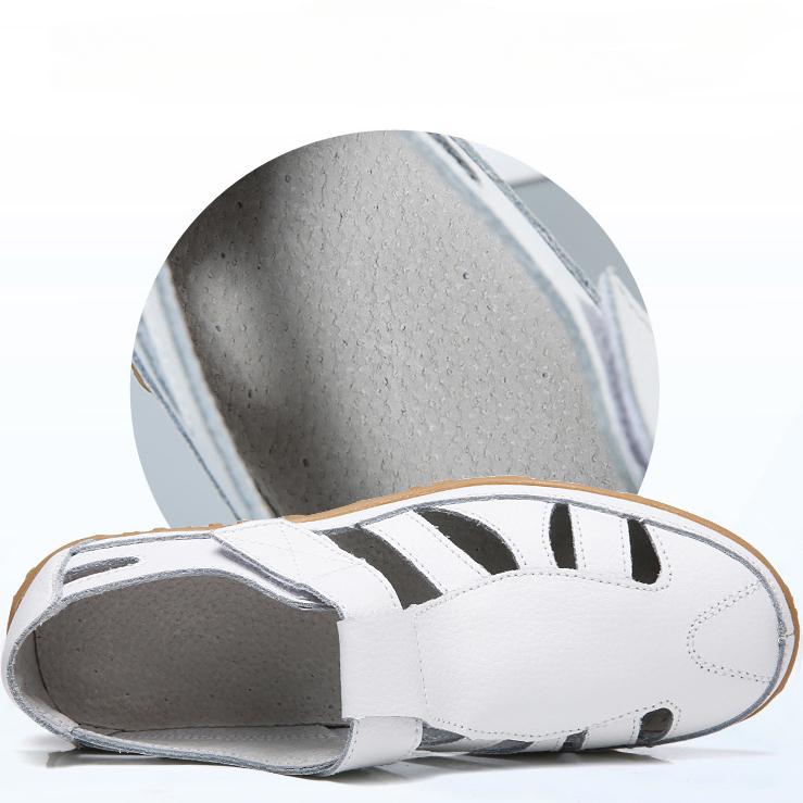 Женские сандалии на плоской подошве в стиле ретро, ​​однотонные нескользящие туфли на липучке с закрытым носком, повседневные уличные сандалии