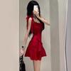 Spring Elegant Dress Women Red Evening Party Slim Mini Dress Office Lady Casual Outwear Sleeveless Summer Dresses Korean