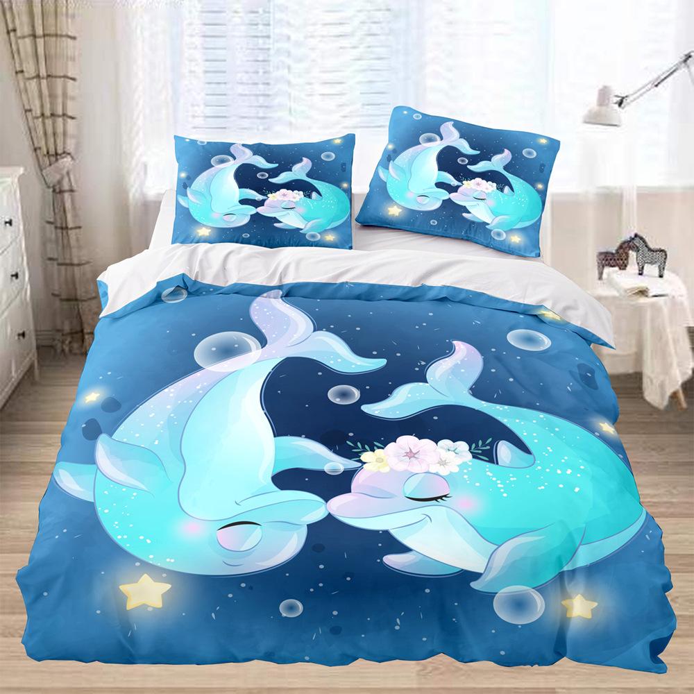 3D Cartoon Animal Themed Bedding Set with White Cute Cartoon Pattern Down Duvet and Pillowcase for Home Decoration In Children's Rooms