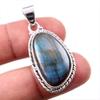 Natural Labradorite Gemstone 925 Solid Sterling Silver Jewelry Pendant 1.5" G5g62