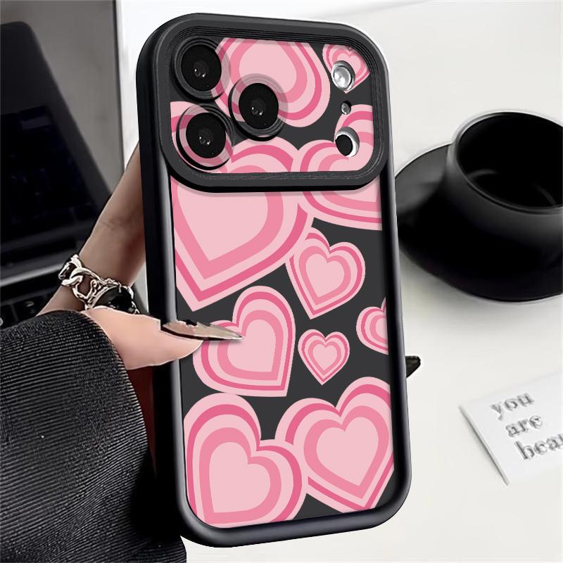 For iPhone 17 Pro Max Case Y2K Retro Gradient Love Hearts Pattern Shockproof Bumper Soft Silicone Cover For iPhone 16 15 14 13 Pro 12 11 16E Air