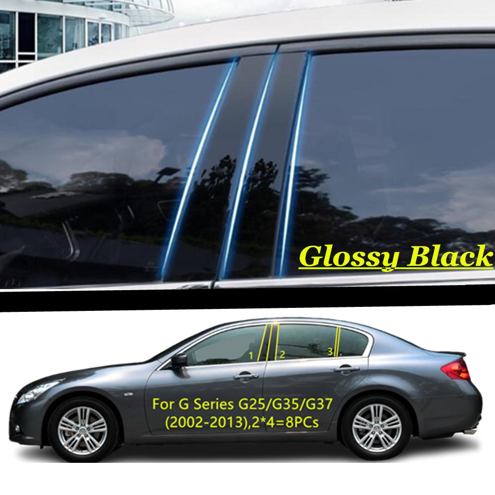 Car TPU/Glossy Mirror Pillar Post Cover For Infiniti G Series G25 G35 G37 2002 2003-2013 Door Trim Window Decorative Sticker