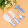 6pcs Convenient Daily Baby Nail Clipper Scissors Hair Brush Comb Manicure Care Kit Blue