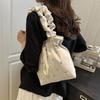 Sweet Pleated Tote Bag Versatile Drawstring Handbag Fashion Nylon Shoulder Bag Girls