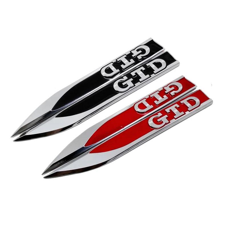 HAT1 2Pcs for Volkswagen VW GTI GTD R Line Golf 5 6 7 MK3 MK4 MK5 MK6 MK7 MK8 Metal Car Sticker Side Emblem Fender Bumper Strip Badge