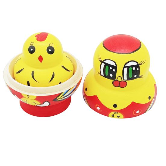 1 набор милых матрешек с дизайном животных, десять слоев, мультяшный цыпленок, игрушка-матрешка для ребенка
