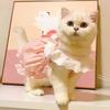 Summer Solid Color Cat Princess Dress Breathable Soft Cat Lace Skirt Elastic Thin Cat Dog Costume