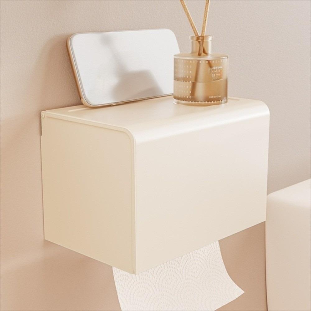 Durable Waterproof Toilet Paper Box Wall Mounted Space Saving Roll Paper Drawer Strong Load-bearing Stable Phone Holder Bathroom