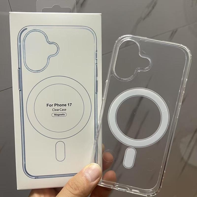 Премиальный прозрачный магнитный чехол для телефона для iPhone 17 Pro Max/16, включает оригинальную упаковку и подходит для iPhone 15.