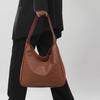 Solid Color Bucket Shoulder Bag Large Capacity Women Handbag Elegant PU Leather Tote Bag  Commute