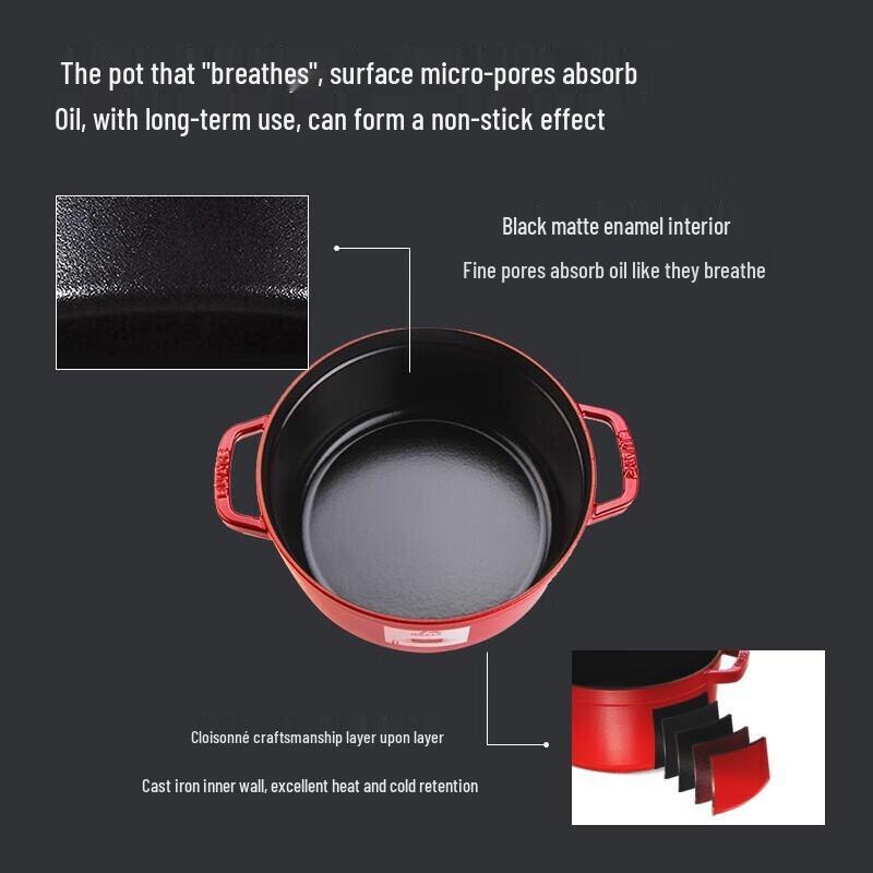 Staub Французская эмалированная чугунная круглая кокотница