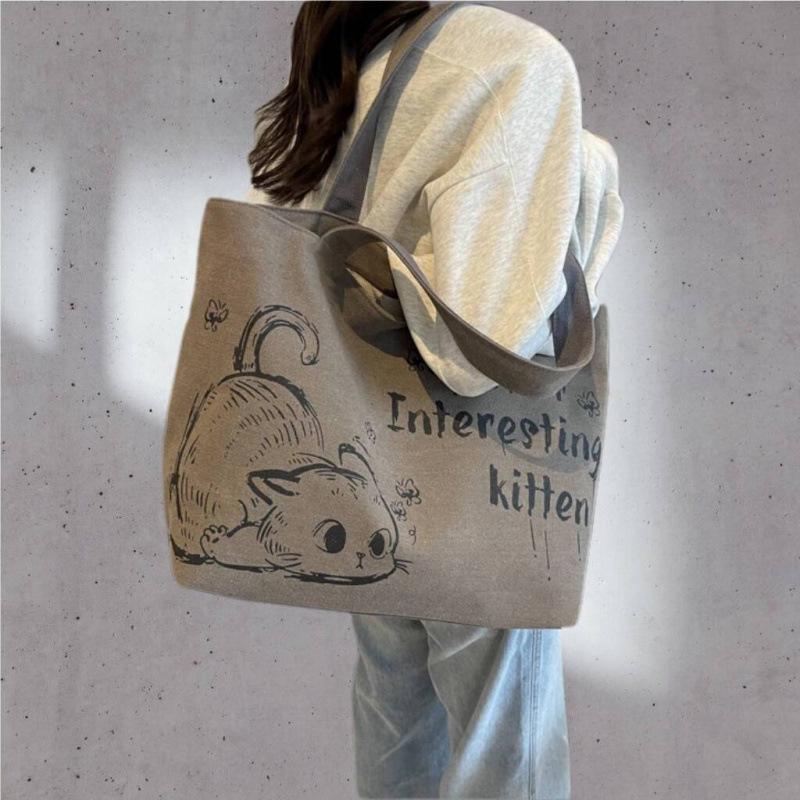 Трендовая большая холщовая сумка-тоут 2025 для женщин - Универсальная сумка через плечо для поездок на работу или для шопинга