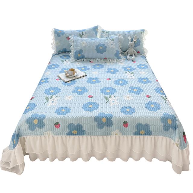 Комплект покрывал для кровати, летняя королева, крутая латексная простыня, нескользящий коврик с оборками, спальный коврик с двойным принтом, покрывало на кровать с 2 наволочками