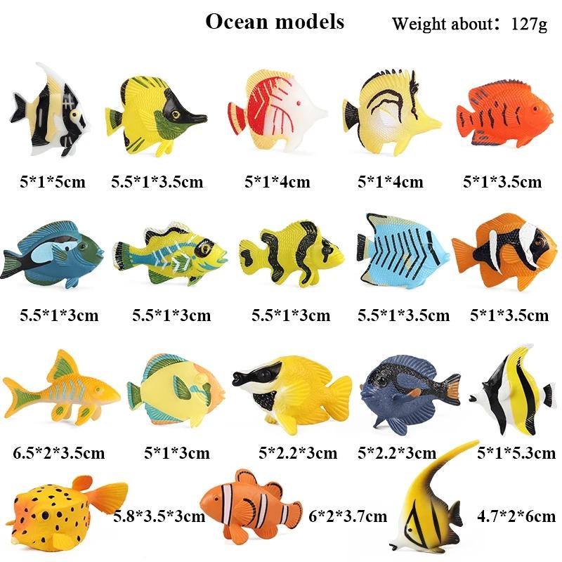 Oenux Симуляция Морских Животных Морская Жизнь Лосось Акула Рыба Модель Фигурки DIY Миниатюрное Украшение Раннее Образование Детская Игрушка