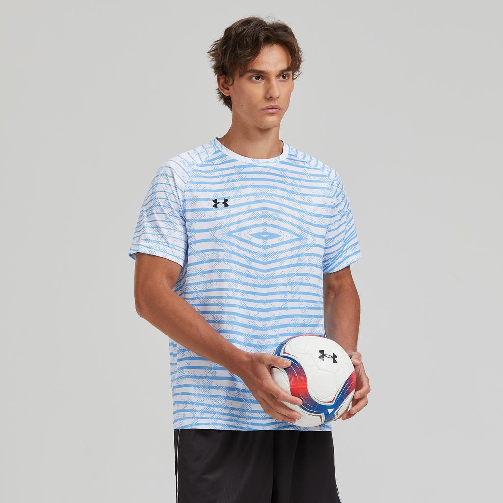 Under Armour Футболка унисекс с коротким рукавом и принтом Dopamine, простой спортивный логотип, с круглым вырезом, синяя 24500510-465