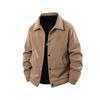 Wolass Corduroy Jacket for Men, Simple and Stylish, Relaxed Fit, Casual Outerwear, Khaki - XL