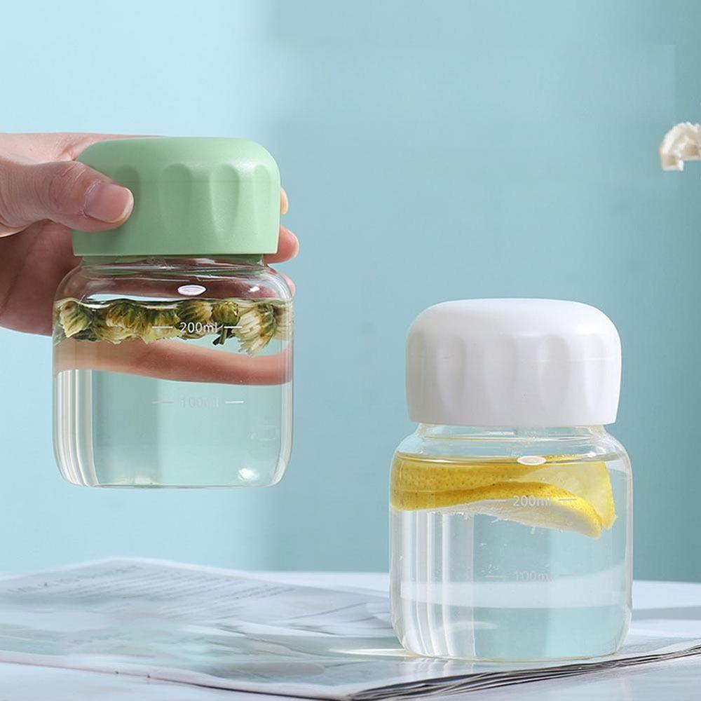 300ml Glass Water Cup Transparent With Scale Mini Leak-proof Breakfast Cup Portable Juice Mug Drink Container Travel Home Gift