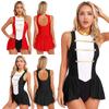 Women's Circus Ringmaster Halloween Costume Sleeveless Skirted Leotard Showman Jumpsuit