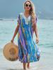 EDOLYNSA Beach Cover Up Tunics For Beach Print Chiffon Long Kaftan Bikini Cover Up Robe De Plage Sarong Beach Wrap Swimsuit CoverupQ1124