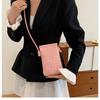 Fashionable Retro Phone Bag Woven Texture Mini Shoulder Crossbody Bag Casual Solid Color Change Storage Bag for Women
