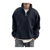 Men Fall Winter Sweatshirt Half-zipper Stand Collar Pure Color Loose Pullover Long Sleeves Casual Daily Streetwear Top