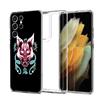 Чехол для телефона Samurai Oni Mask neon для Samsung Galaxy S22 S21 S20 FE Ultra 5G S10 S10E S9 S8 Plus Note 10 20 прозрачный силиконовый чехол