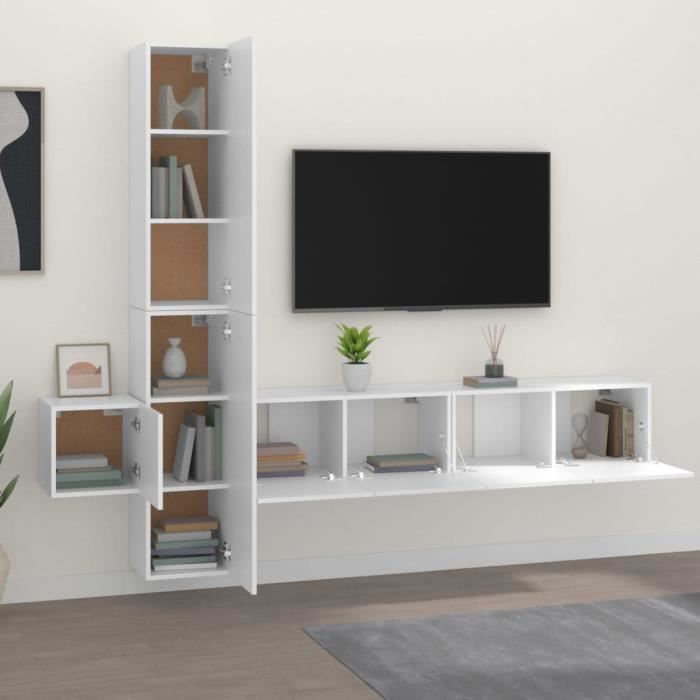 VidaXL Ensemble de meubles TV 5 pcs Blanc Bois d'ingénierie 3114246