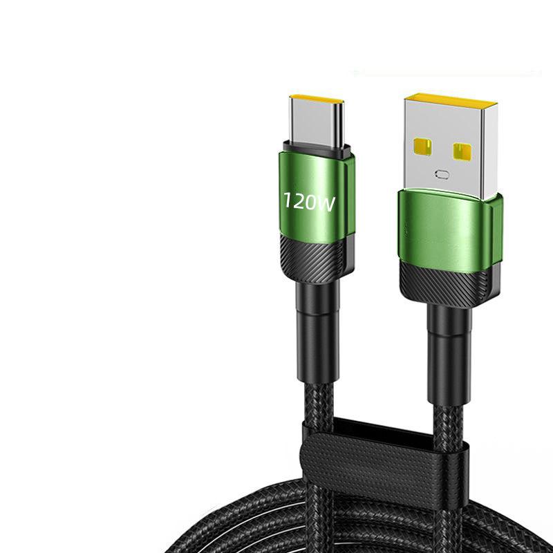 120W Braided Type-C Fast Charge Cable for Apple 15/16, Huawei, Vivo