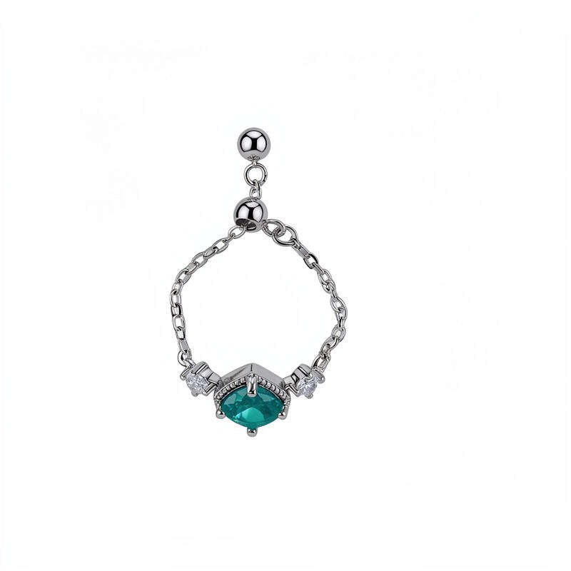 Light Luxury Blue Rhinestone Rings for Women Girls Exquisite Fashion Pullable Adjustable Chain Rings Unique Design Jewelry Gift