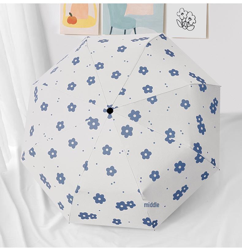 Automatic Floral Oil Painting Umbrella - Portable, Sturdy, Black Glue Sunscreen Parasol