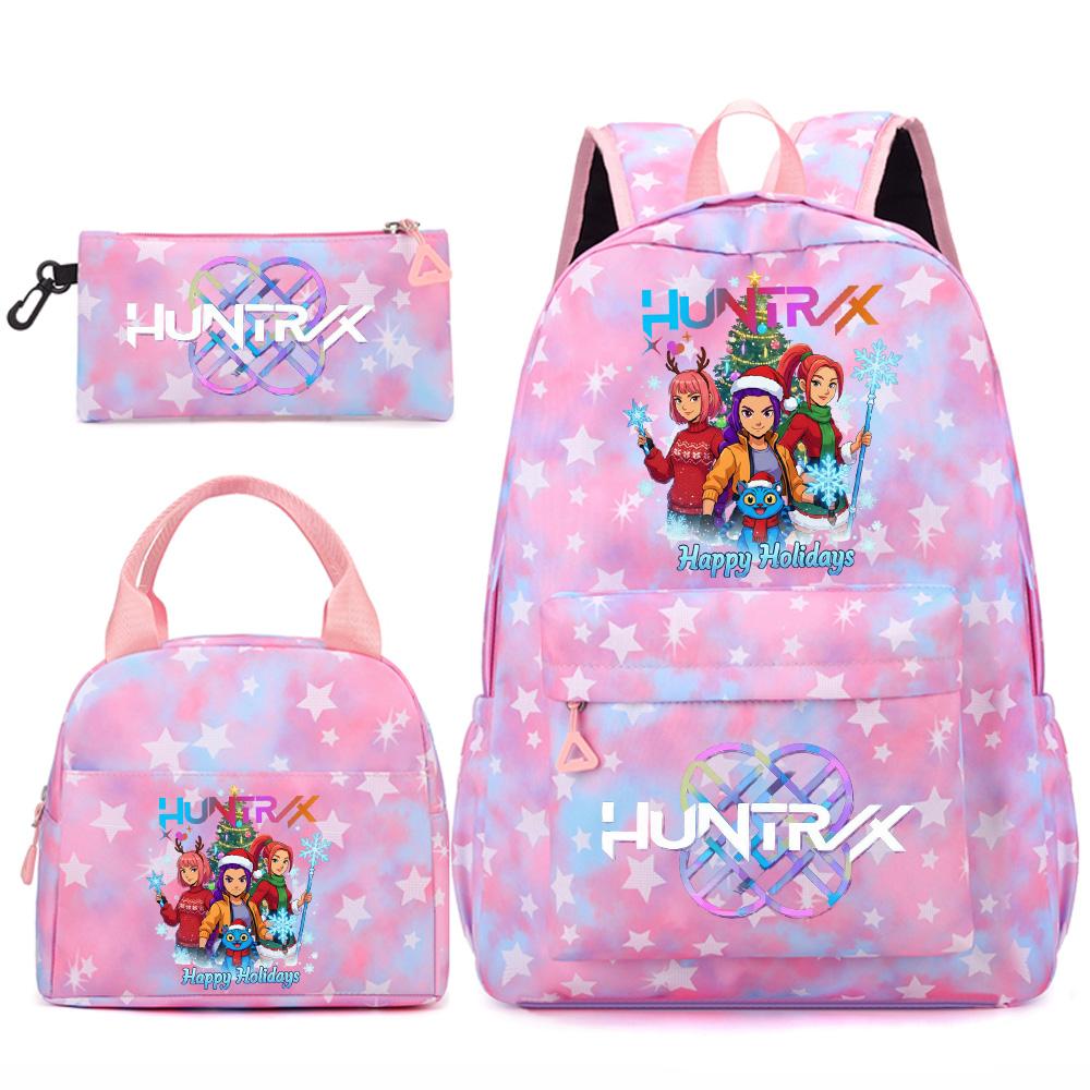 3Pcs/set Christmas Kpop Printed Backpack Handbag Pencil Case for Teenger Student Girl Boy Schoolbag Kid Bookbag Large Capacity Travel Bag Gift