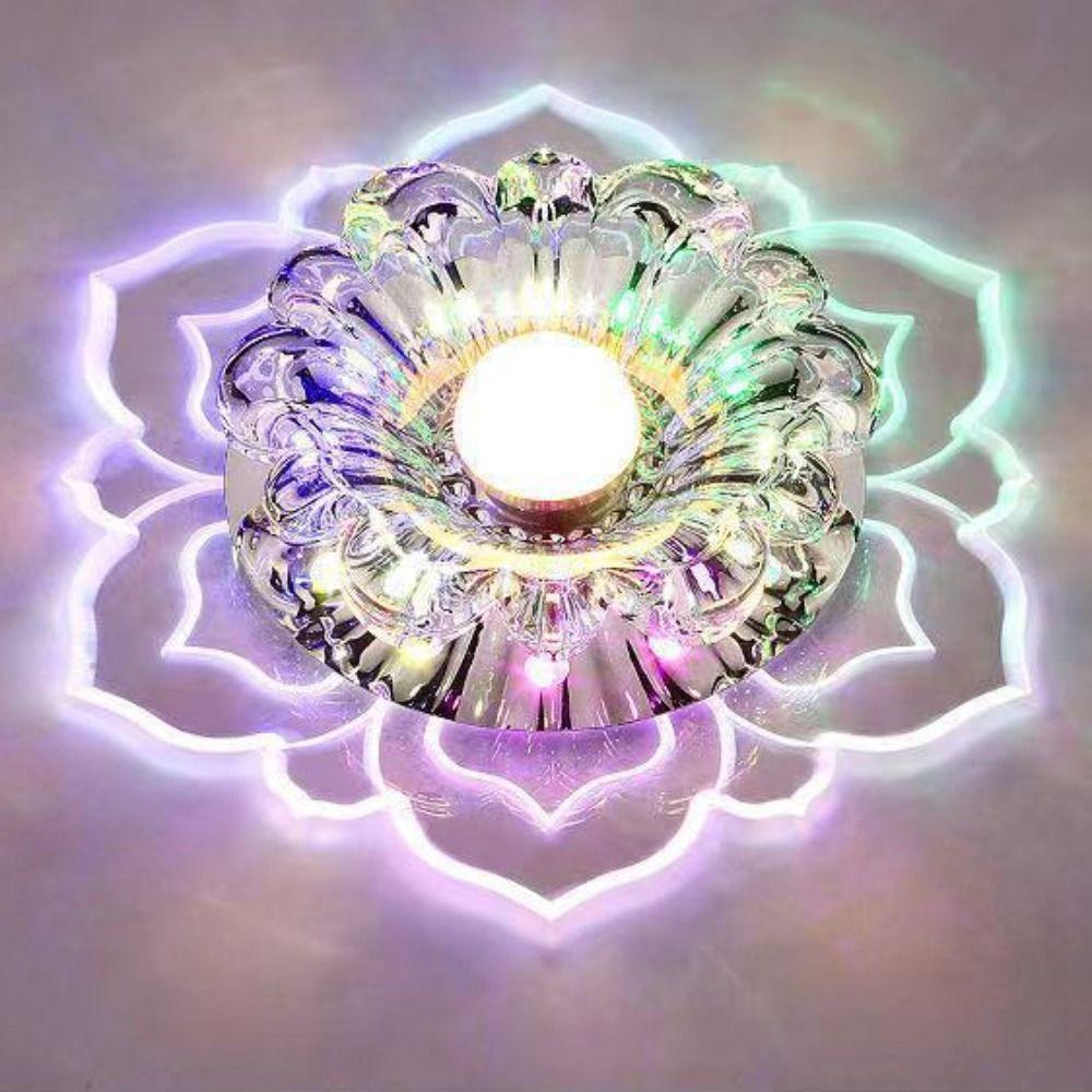 Home Decoration 9W LED Ceiling Lights Crystal Petals Modern Crystal Flower Chandelier Creative Ceiling Spotlights Balcony Porch