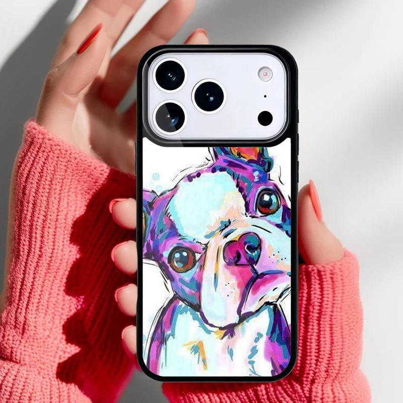 Boston Terrier Dog Faces Phone Case for iPhone 17 16 15 14 13 Pro Max Back Cover for 12 11 Pro Coque
