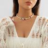Jewelry, Pastoral Ethnic Beaded Collarbone Necklace, Simple Special-shaped Imitation Pearl Small Daisy Necklace for Women
