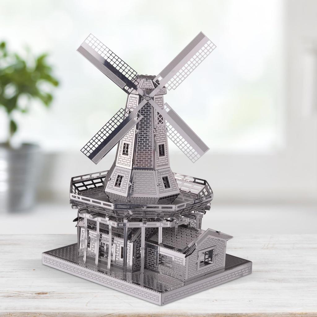 Piececool 3D Puzzle, Metallic Dutch Windmill, Metallic Nano Puzzle, Assembly Required, No Glue Required, 3-Star Difficulty, Intermediate Level,