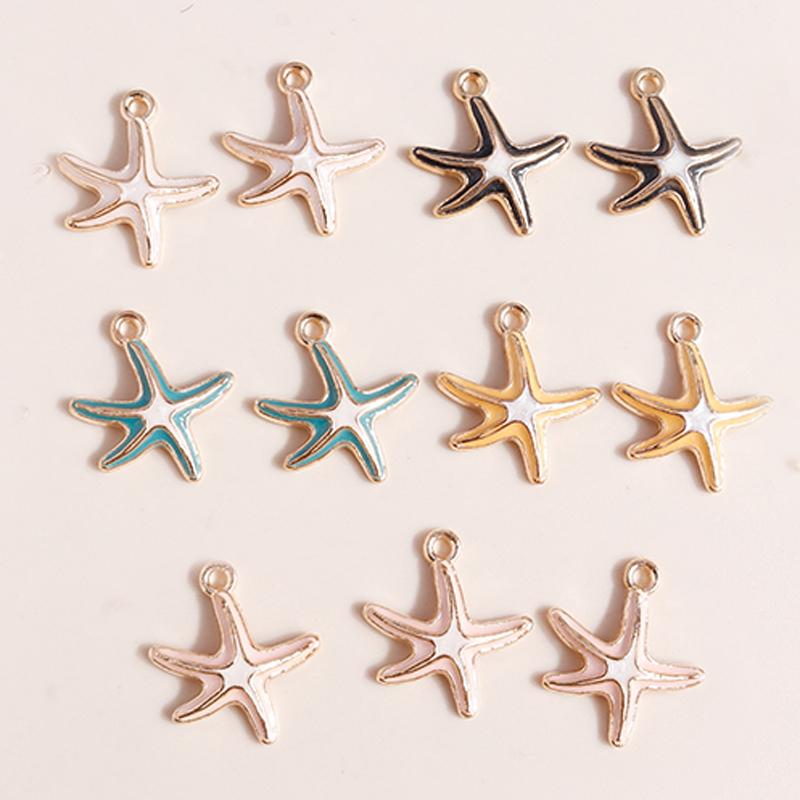 Лесли 10 шт. Микс Милые Эмалевые Морские Организмы Морская Звезда Шармы Подвески для Ожерелья Серег Брелока Ручная Работа DIY Изготовление Ювелирных Изделий