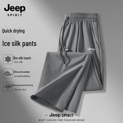 JEEP SPIRIT Мужские повседневные брюки прямого кроя из ледяного шелка, быстросохнущие