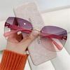 Ladies Eyeglasses Vintage Women Shades Frameless Sun Glasses Rimless Sunglasses Gradient Sunglasses