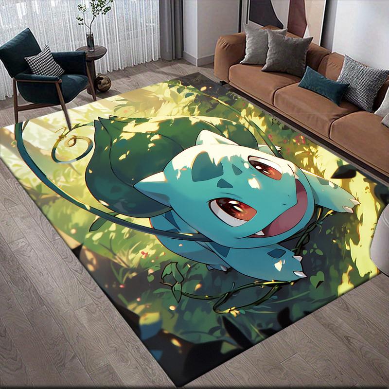 Bulbasaur Pokemon2 Square Area Rug, Non-Slip Floor Mat for Bedroom, Perfect Gift for Bulbasaur Fans