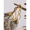 Yhpup Stainless Steel Natural Stone Fashion Chain Bracelet Bangle France PVD Gold Plated High Quality Summer Wrist Charm Jewelry