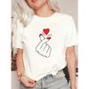 Oversized T Shirt Black Hand Holding Heart Print Casual Wear