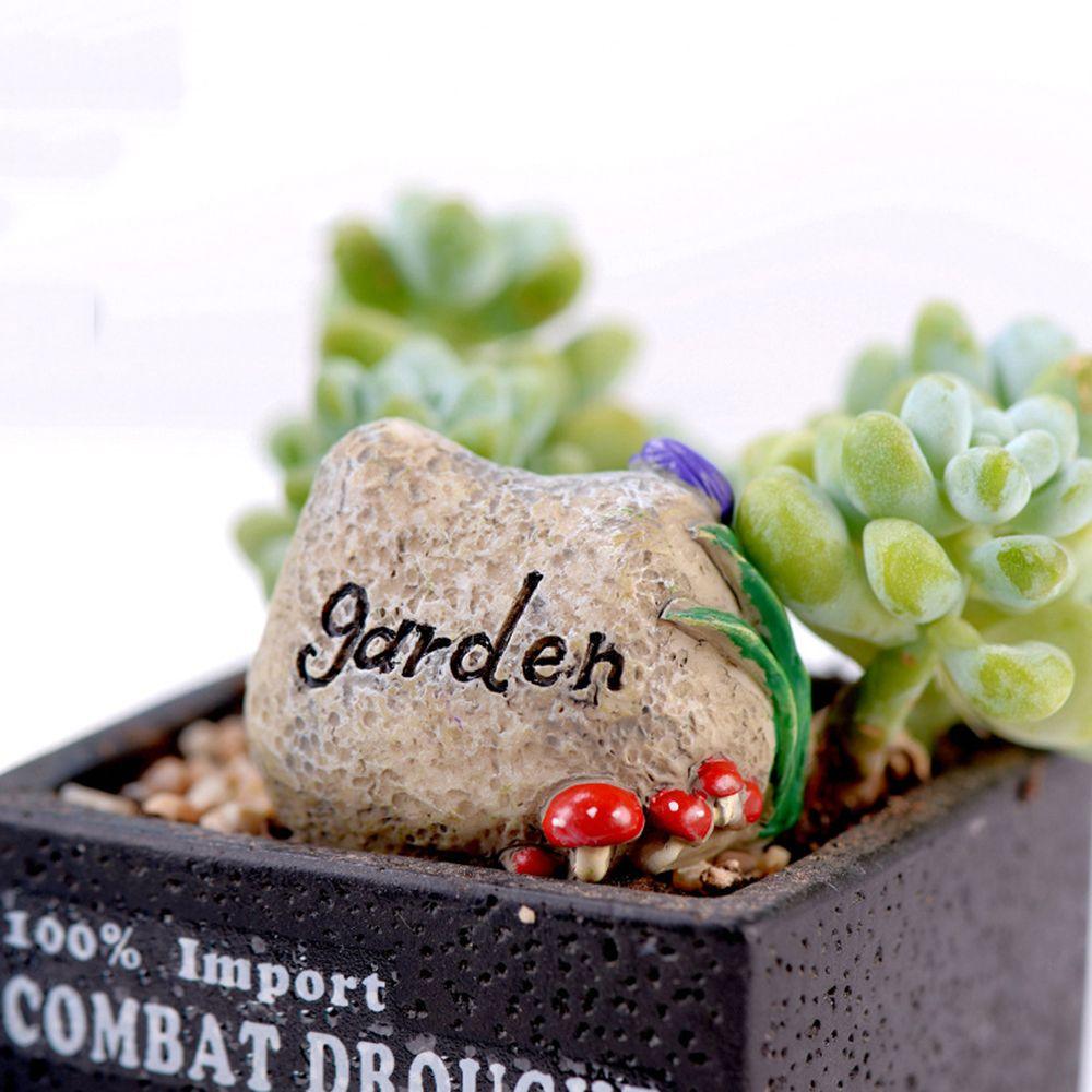 Succulents Bonsai Simulation Stone Signpost Welcome Stake Figurine Fairy Garden Mini Road Sign