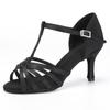 Women Latin Dance Shoe Satin Sandal Ladies Latin Dancing Shoes 8.5cm Heel High Heel Soft Sole T Bar Indoor