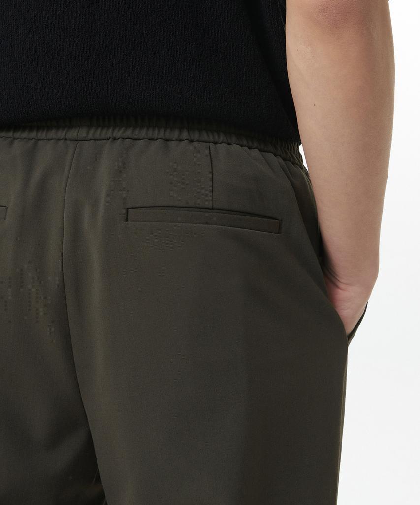 MUSINSA STANDARD Wide Easy Banding Crop Slacks [Dusty Khaki]