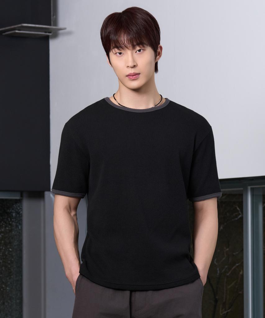 HYOJI 26 Ss Semi-Crop Waffle Ringer Short Sleeve T-Shirt (2 Colors)