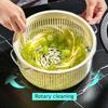 Овощефруктовая мойка Многофункциональная корзина для слива Поднос для фруктов Универсальный вращающийся инструмент для подготовки пищи Кухонный аксессуар
